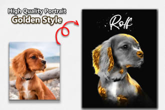 custom watercolor golden style all pet portrait dog and cat