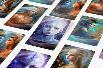 hand draw a custom full tarot or oracle card deck with box