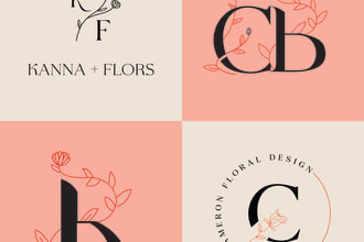 customize one of my ready made wedding or initial floral logo
