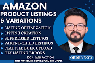 create amazon listing, variation upload, amazon virtual assistant