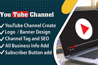 create and setup band new youtube channel with logo, banner, SEO