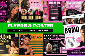 design hair extension, salon, beauty, women flyers, poster