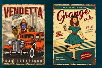 design a high quality retro, vintage poster or flyer