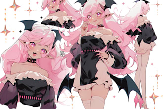 draw vtuber reference sheets, anime, oc, or character design