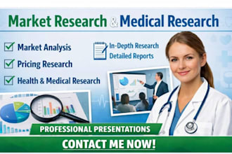 conduct market research, medical research, scientific research analysis with PPT