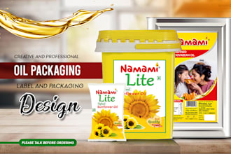 design oil label, edible oil packaging and all label packaging design