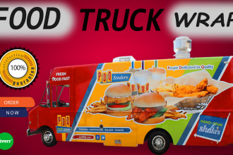design food van wrap, stylish food truck wrap,or food trailer wrap design