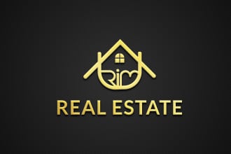 do creative monogram house realtor construction letter real estate logo design