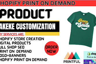 setup shopify zakeke print on demand store customily kickflip teeinblue