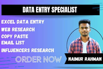 do data entry, web research, data mining, email collection, product listing 24hr