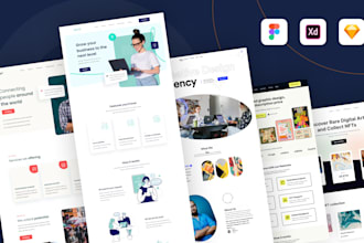 do web UI UX or saas website mockup template in PSD, figma, xd, landing page