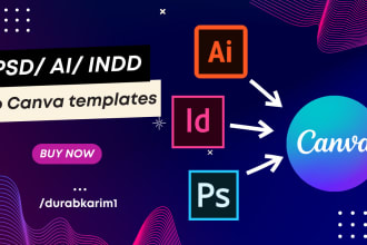 convert PSD, ai, indesign files to canva editable templates