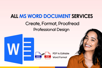 do ms word document formatting, designing, editing, file conversions