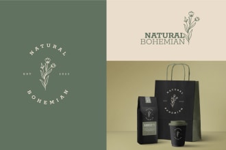 beautiful feminine boho botanical hand drawn minimalist logo