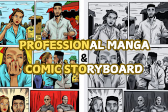 do professional comic storyboards, manga page and strip, manga illustration