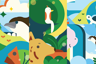 make a flat geometric art and illustration