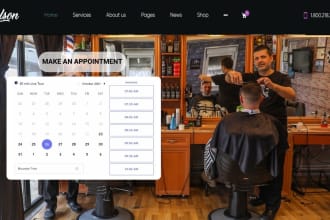 design barbershop, hair salon appointment booking website
