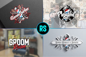 design retro vintage badge barber and barbershop logo