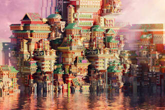 build a professional and detailed minecraft build for hub spawn pvp arena