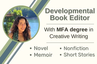provide developmental editing for your novel or memoir