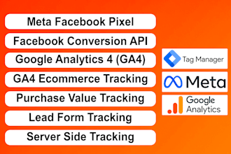 setup facebook pixel conversion API, fix meta pixel, ga4 ecommerce tracking