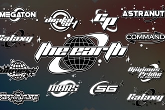 design custom y2k logo for streetwear t shirt clothing brand