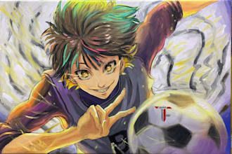 paint anime portrait art in real oil painting free shipping
