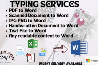 do fast typing job, data entry, PDF to word, convert scanned PDF to word