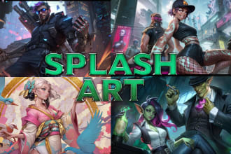 make illustration in anime and realistic splash art