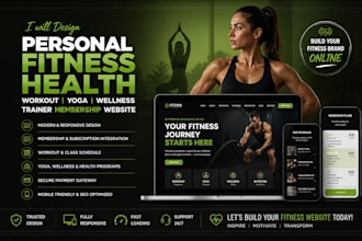 design personal fitness health workout yoga wellness trainer membership website
