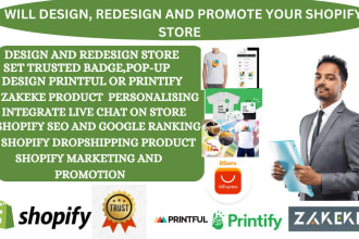set up shopify store, set up printful, printify, teeinblue, customily, dsers etc