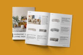 design clean catalog, commercial brochure, company profile, newsletter, lookbook
