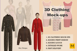 create professional and detailed 3d clothing mock ups