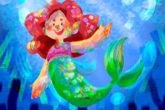 draw cute children illustrations for books or merchandise