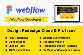 create webflow landing page, figma to webflow, redesign or fix webflow