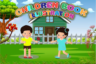 draw children story book illustration and kids book cover