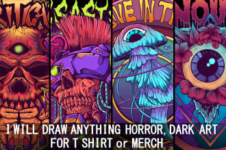 draw custom t shirt dark art illustration