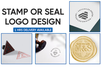 design professional realistic rubber stamp, seal logo in 1h