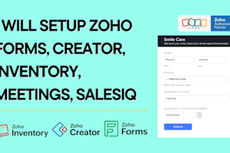 setup zoho forms, creator, inventory, meetings, salesiq