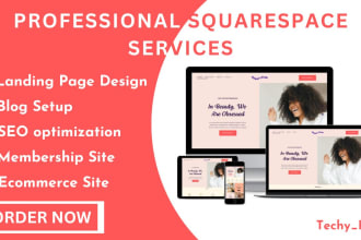 design squarespace landing page, website, membership, blog, ecommerce website