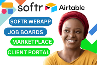 create softr webapp job portal, client portal, airtable and airtable database