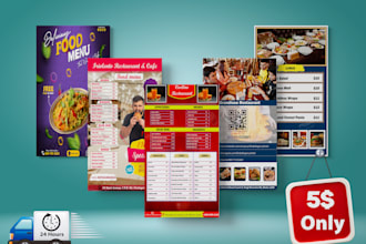 create modern menu, food flyer and menu board design