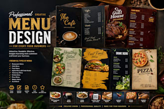 create modern menu, food flyer and menu board design
