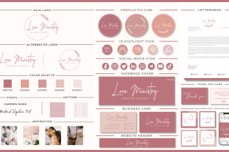 design luxury signature logo, complete branding kit, and social media kit