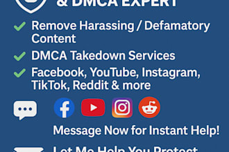 remove takedown harassing defamatory content google dmca fb yt ig tiktok reddit