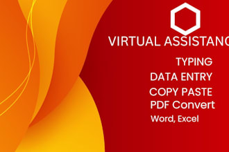 data entry, typing, PDF convert, copy past