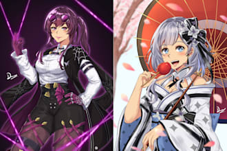 draw anime character design, oc , and vtuber fanart for you
