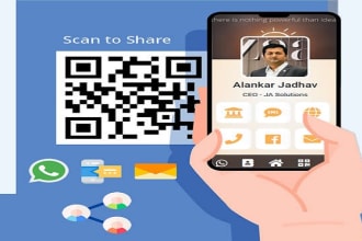design digital business card, vcard, print ready card with qr code and  pwa