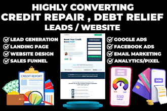 generate credit repair debt relief settlement consolidation leads website funnel