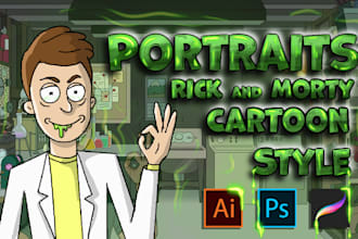 draw you in rick and morty cartoon style